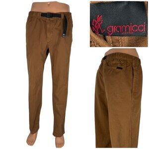 Gramicci Men Medium Pants 32 Length Brown Vintage G1 Series Belted Hiking Cotton